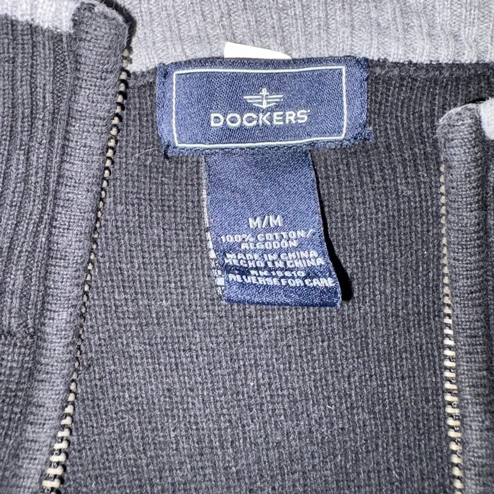 Dockers Black Zip-Up Sweater with Gray Stripes - Picture 3 of 4